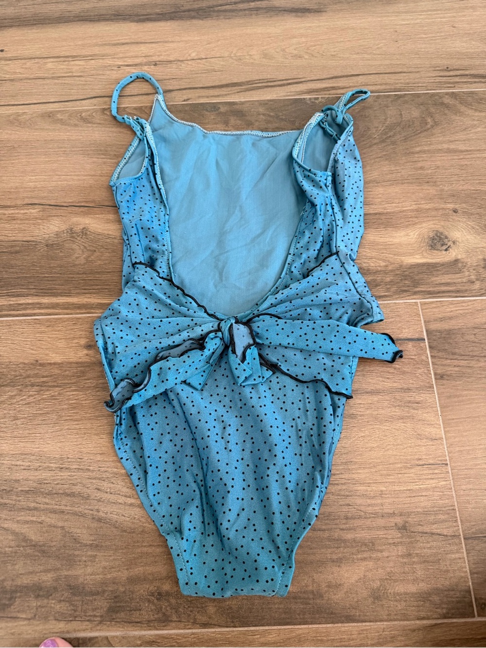 Vintage Crowd Pleasers Teal Polka Dot Bow Detail Swimsuit